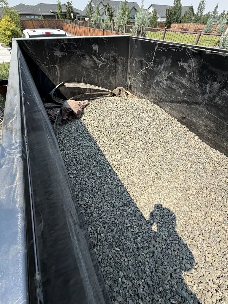 Dump trailer loaded with gravel for delivery - Treasure Valley