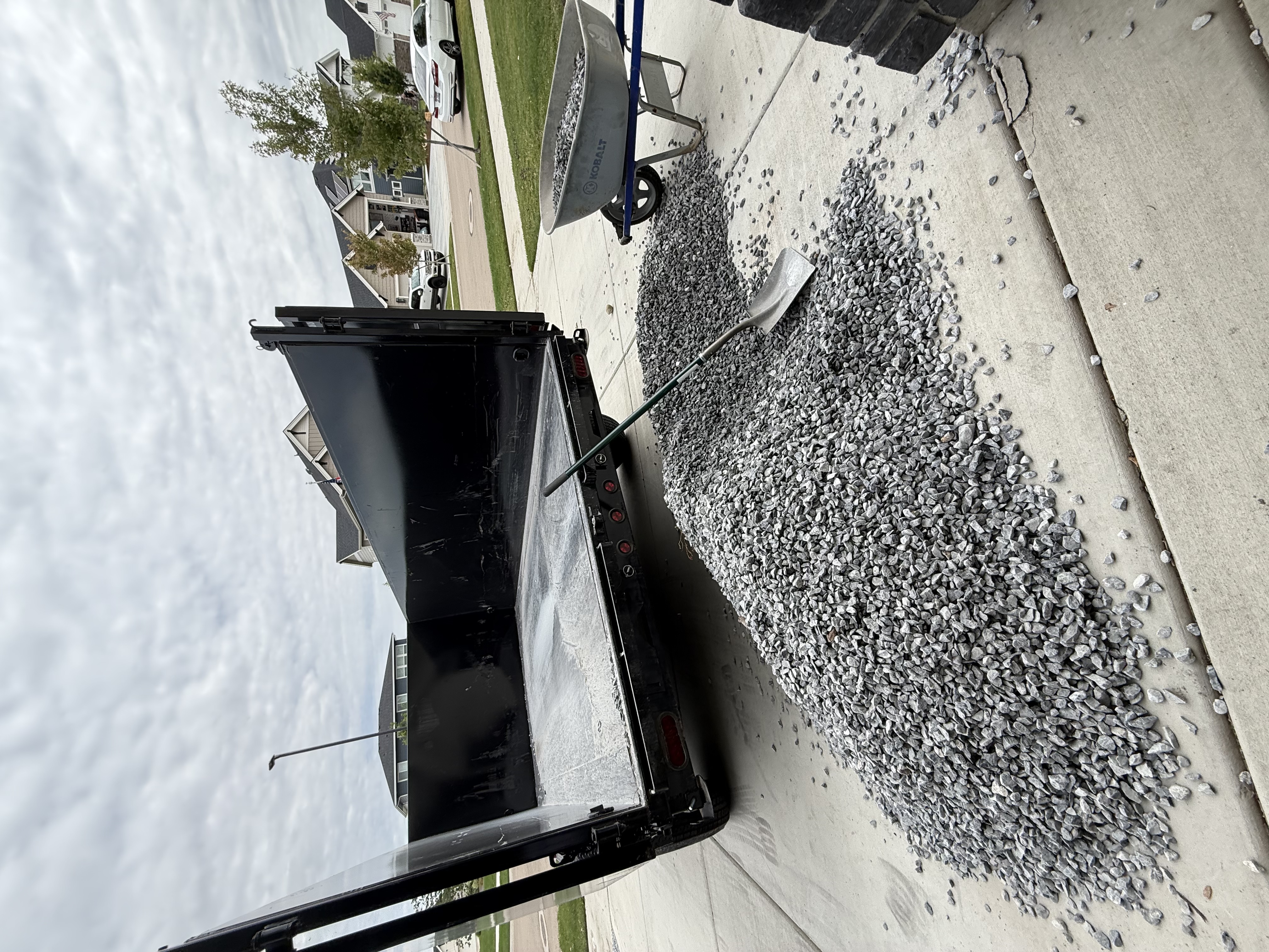 Blue gravel delivery from Crap Kings trailer — Meridian Idaho