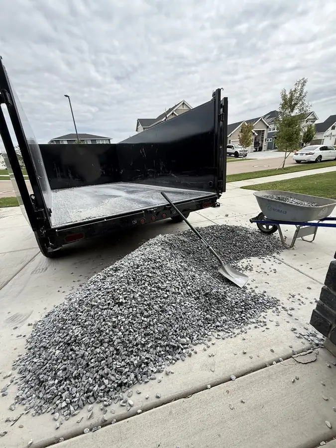 Blue gravel delivery from Crap Kings trailer - Meridian Idaho